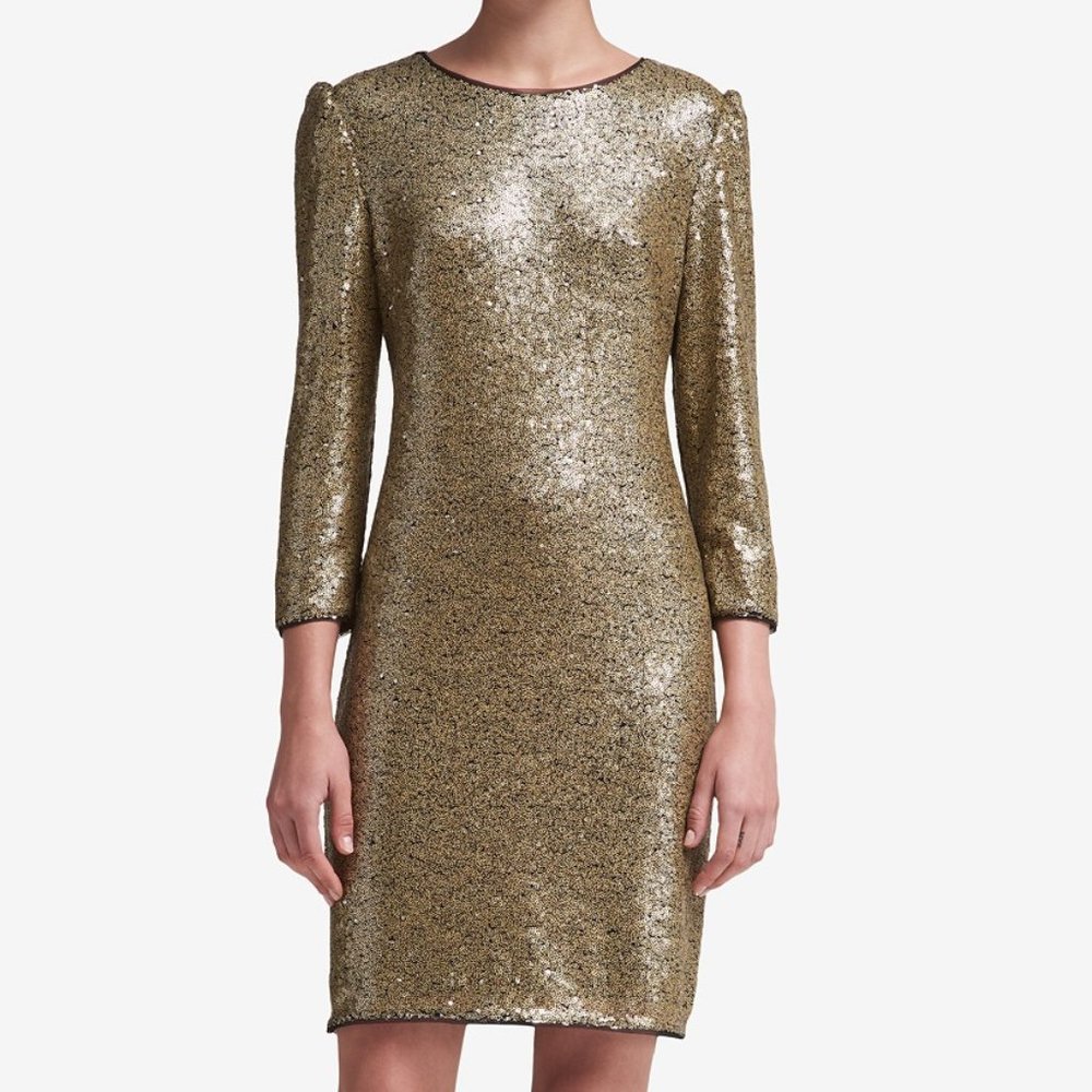 NWT DKNY Gold Full Sequin dress, 6